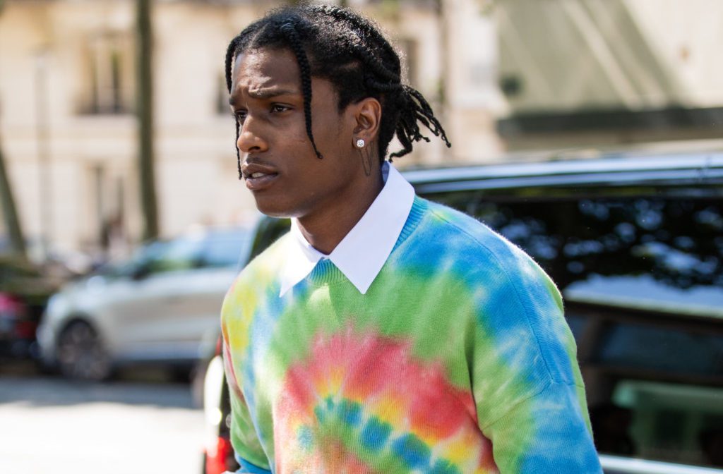 ASAP Rocky rapper in colorful sweater