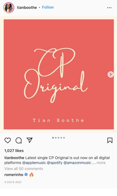 Immerse Into the Smooth Soul of Tian Boothe’s new Single “CP Original”