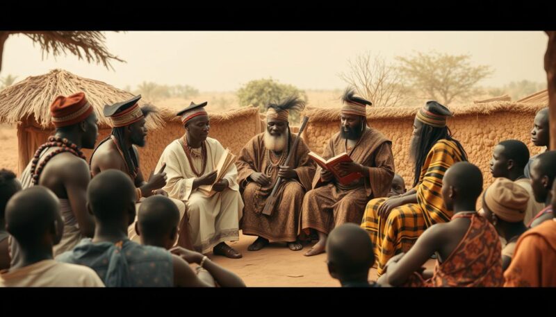 African griots performing traditional oral poetry, an early precursor to modern battle rap African griots performing traditional oral poetry, an early precursor to modern battle rap