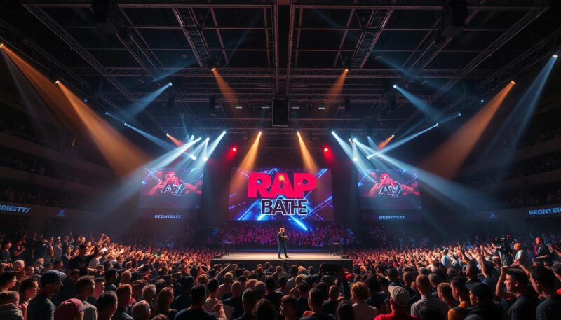 Modern battle rap event showing the evolution to large venues with professional production Modern battle rap event showing the evolution to large venues with professional production