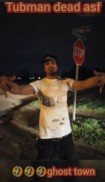 <strong>EST GEE: From Pro Athlete To Drug Kingpin To Rap Superstar</strong> 44 A picture containing text, person, sport, sign
Description automatically generated